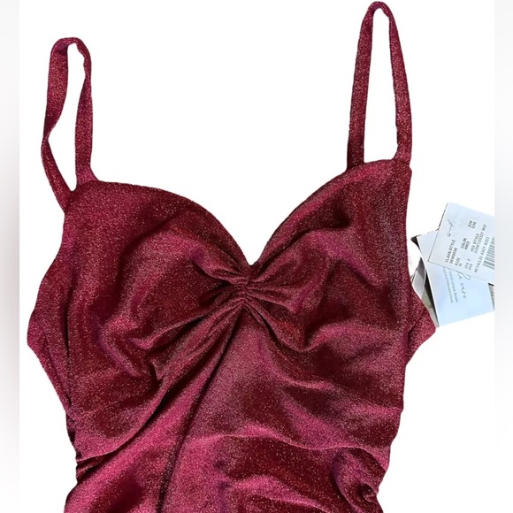 Ladies BNWT Sz 10 Full Length Burgundy Red Bridesmaids Sparkle Formal Gown - Picture 3 of 4